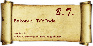 Bakonyi Tünde névjegykártya